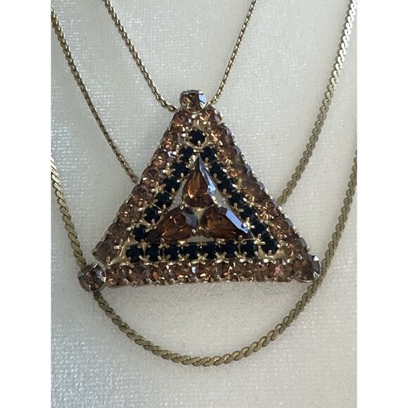 Park Lane Jewelry - Brown Crystal Triangle PendantPark Lane Triple Chain Layered Necklace Gold Twist